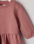 Teeny Weeny Long Sleeve Fleece Dress, Berry product photo View 02 S