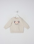 Teeny Weeny Tabitha Mouse Crew Neck Cat Sweatshirt, Oat Grey product photo