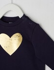 Teeny Weeny Gold Heart Crew Neck Sweatshirt, Navy product photo View 02 S