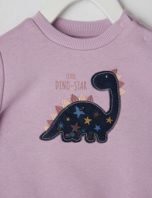 Teeny Weeny Dino Star Fleece Sweatshirt, Lilac product photo View 02 L