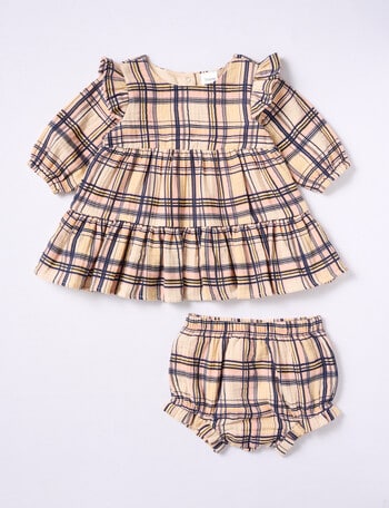Teeny Weeny Cheese Cloth Check Dress & Bloomer Set, 2-Piece, Pink product photo