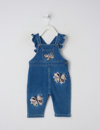 Teeny Weeny Frilled Butterfly Dungaree, Blue Denim product photo