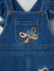 Teeny Weeny Frilled Butterfly Dungaree, Blue Denim product photo View 02 S