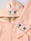 Teeny Weeny Knit Fleece Cat Track Suit Set, Blush product photo View 02 S