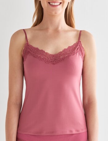 Lyric Chanice Microfiber Lace Cami Top, Rose Gold, 8-20 product photo