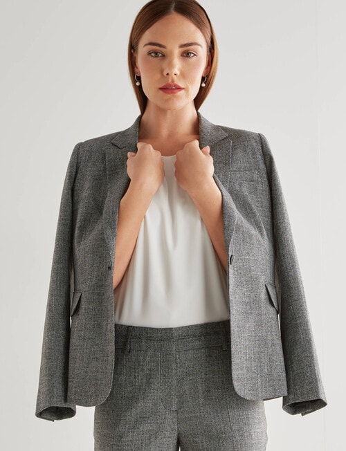 Oliver Black Long Sleeve Blazer, Black Crosshatch product photo