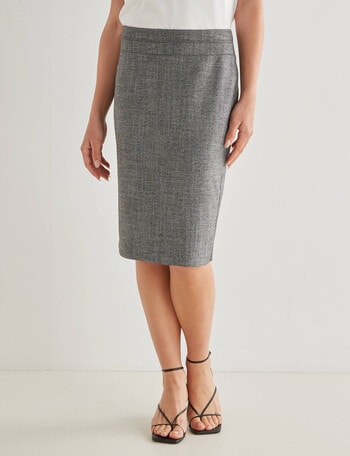 Oliver Black Tailored Pencil Skirt, Black Crosshatch product photo