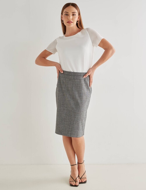Oliver Black Tailored Pencil Skirt, Black Crosshatch product photo View 03 L