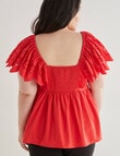 Studio Curve Broderie Anglaise Flutter Sleeve Top, Red product photo View 02 S