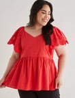 Studio Curve Broderie Anglaise Flutter Sleeve Top, Red product photo View 05 S
