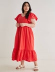 Studio Curve Broderie Anglaise Flutter Sleeve Maxi Dress, Red product photo