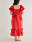 Studio Curve Broderie Anglaise Flutter Sleeve Maxi Dress, Red product photo View 02 S