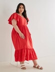 Studio Curve Broderie Anglaise Flutter Sleeve Maxi Dress, Red product photo View 03 S