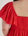 Studio Curve Broderie Anglaise Flutter Sleeve Maxi Dress, Red product photo View 04 S
