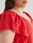 Studio Curve Broderie Anglaise Flutter Sleeve Maxi Dress, Red product photo View 06 S