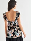 Whistle Tropical Floral Ruffle Tank Top, Black product photo View 02 S