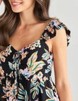Whistle Tropical Floral Ruffle Tank Top, Black product photo View 04 S