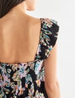 Whistle Tropical Floral Ruffle Tank Top, Black product photo View 07 S