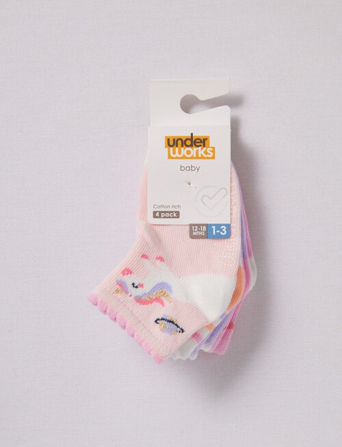 Underworks Patterned Mid Crew Socks, 4-Pack, Unicorn product photo View 02 L
