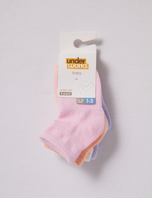 Underworks Stay On Mid Crew Socks, 4-Pack, Pinks product photo View 02 L