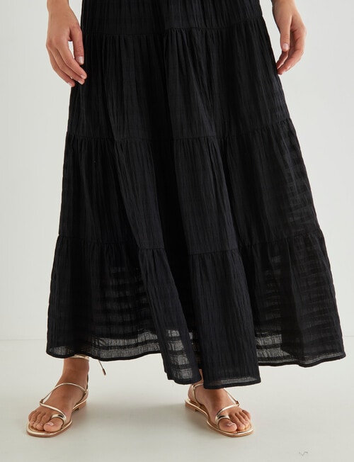 Whistle Shirred Waist Skirt, Black - Skirts