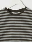 North South Merino Merino Long Sleeve Top Stripe, Olive product photo View 02 S