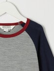 North South Merino Merino Colour Block Long Sleeve Top, Grey Marle product photo View 02 S