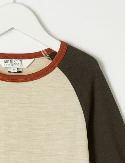 North South Merino Merino Colour Block Long Sleeve Top, Oat Marle product photo View 02 L