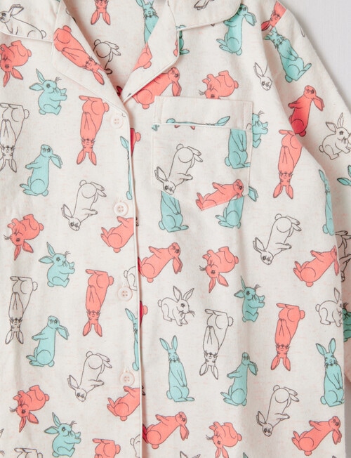 Sleep Mode Fluffy Bunny Woven Flannel PJ Set, Cream, 2-8 product photo View 02 L