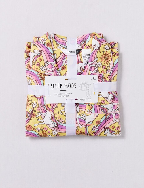 Sleep Mode Unicorn Floral Woven Flannel PJ Set, Lemon, 2-8 product photo View 03 L