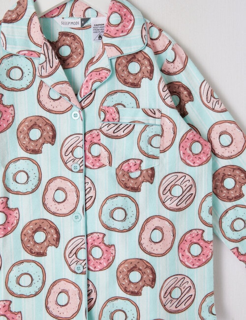 Sleep Mode Donut Worry Woven Flannel PJ Set, Mint, 2-8 product photo View 02 L
