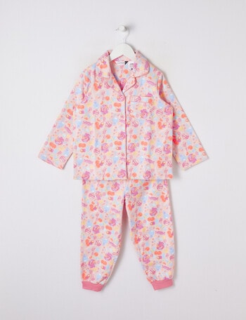 Sleep Mode Lolly Smash Woven Flannel PJ Set, Pale Pink, 2-8 product photo