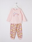 Sleep Mode Unicorn Floral Knit Flannel PJ Set, Pink, 2-8 product photo