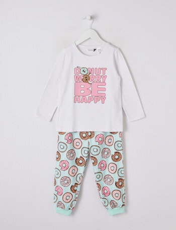 Sleep Mode Donut Worry Knit Flannel PJ Set, Mint, 2-8 product photo