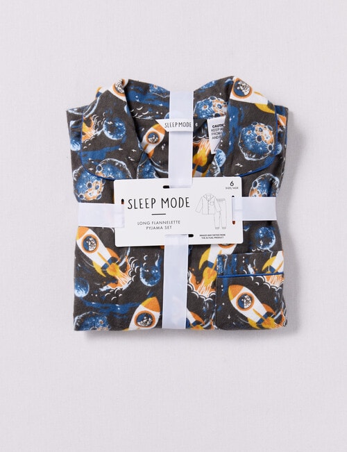 Sleep Mode Space Pup Woven Flannel PJ Set, Charcoal, 2-8 product photo View 03 L