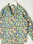 Sleep Mode Road Map Woven Flannel PJ Set, Green, 2-8 product photo View 02 S