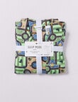 Sleep Mode Road Map Woven Flannel PJ Set, Green, 2-8 product photo View 03 S