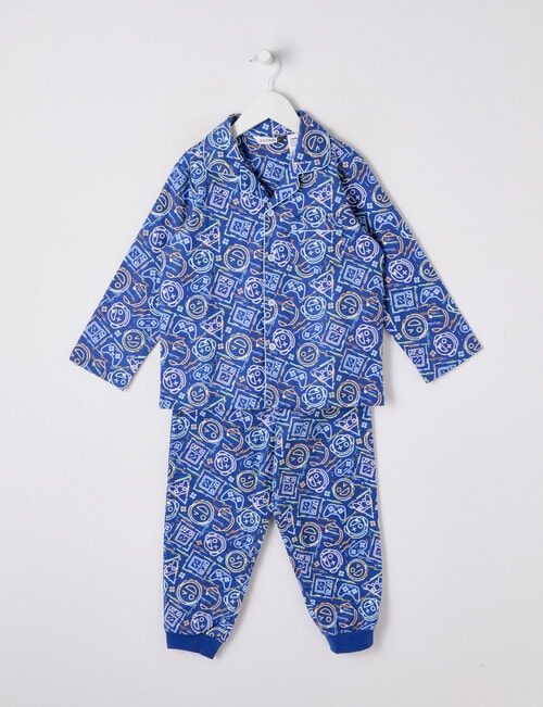 Sleep Mode Game Time Woven Flannel PJ Set, Blue, 2-8 product photo