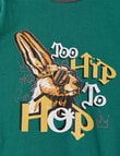 Sleep Mode Hip Hop Knit Flannel PJ Set, Green, 2-8 product photo View 02 S