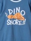 Sleep Mode Dino Snore Knit Flannel PJ Set, Blue, 2-8 product photo View 03 S