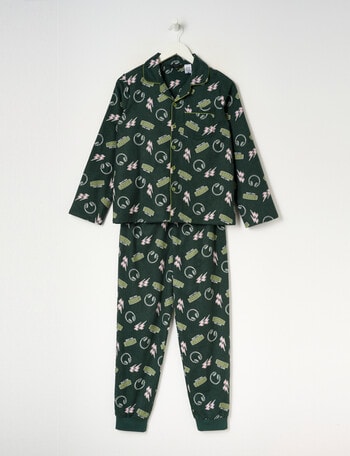 Sleep Squad Snoozing Woven Flannel PJ Set, Forest, 8-16 product photo
