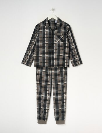 Sleep Squad Legend Check Woven Flannel PJ Set, Charcoal, 8-16 product photo
