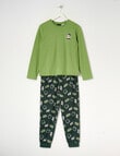 Sleep Squad Snooze You Lose Knit Flannel PJ Set, Forest, 8-16 product photo