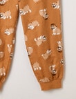 Sleep Squad Bulldog Knit Flannel PJ Set, Brown, 8-16 product photo View 02 S