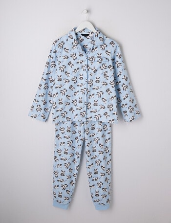 Sleep Squad Yoga Panda Flannel PJ Set, Light Blue, 8-16 product photo