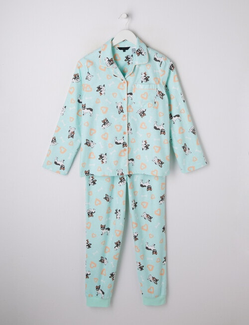 Sleep Squad Frenchie Flannel PJ Set, Mint, 8-16 product photo
