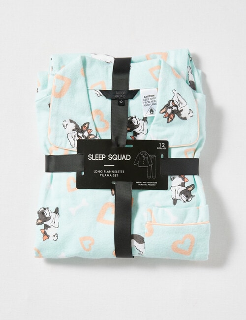 Sleep Squad Frenchie Flannel PJ Set, Mint, 8-16 product photo View 03 L
