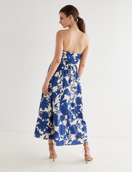 State of play Floral Print Katarina Strapless Dress, Blue - Dresses