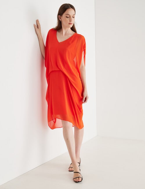 Jigsaw Cascade Tuck Dress, Orange product photo