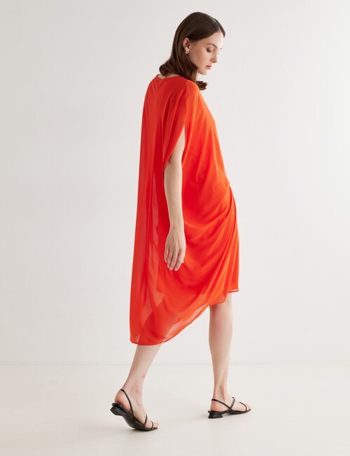 Jigsaw Cascade Tuck Dress, Orange product photo View 02 L